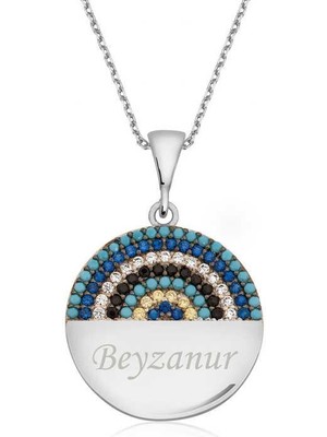 cleovibe Gümüş Mavi Taşlı Isimli Bayan Kolye