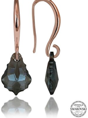 cleovibe Swarovski Crystal Taşlı Gümüş Yeşil Taşlı Damla Sallantılı Kadın Küpe