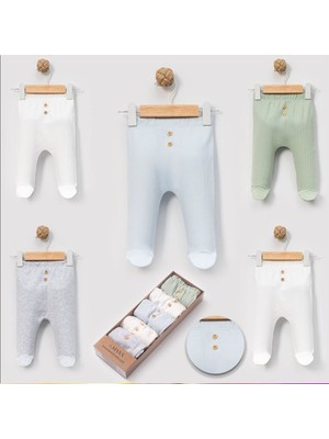 Ozz Baby Yeni Doğan Kız Bebek 0/3-3/6 Ay Düğmeli Patikli 5li Kutulu  Tek Alt ( Hediyelik )