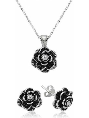 cleovibe Gümüş Çiçek Bayan Set