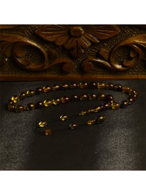 Burhan Sağlam Arpa Kesim 8X11 mm Ateş Kehribar Sistem Püsküllü Tesbih