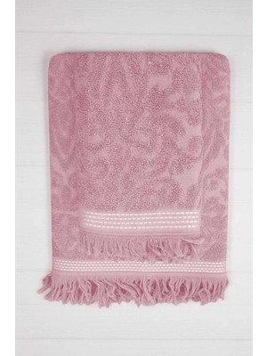 Mira Home 2 Parça Jakarlı Banyo Havlu Takımı %100 Pamuklu 90X150 cm Arden Pembe