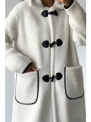Hiramir Peluş Rahat Kalıp Mont Beyaz KS2506