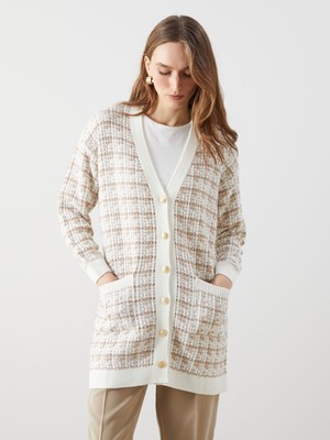 Lc Waikiki Yeni Sezon V Yaka Desenli Kadın Triko Hırka