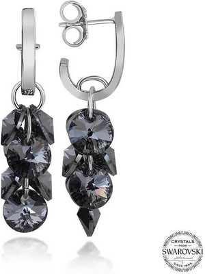 cleovibe Swarovski Crystal Taşlı Gümüş Salkım Sallantılı Çivili Kadın Küpe