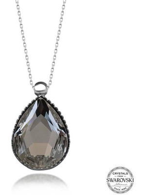 cleovibe Swarovski Crystal Taşlı Damla Gümüş Kadın Kolye