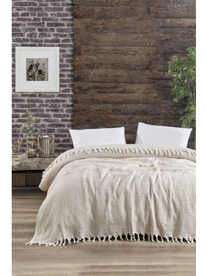 Mira Home Çift Kişilik Yatak Pikesi Piramit Bej 200 x 230 cm