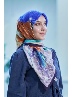 Lacivert Mürdüm Loryan Scarf Diamond Della Eşarp