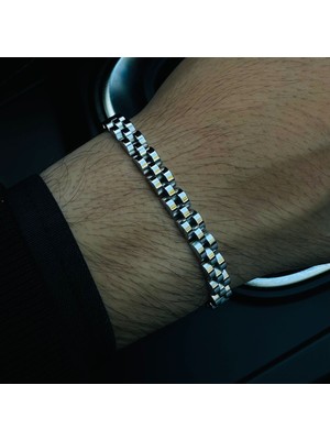 Erkek Çelik Hasır Kordon Zincir Bileklik