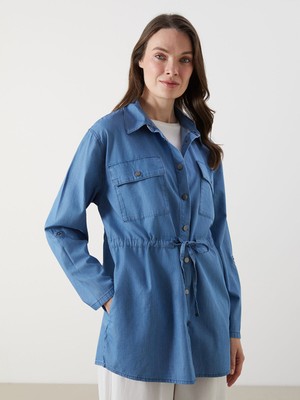 Lc Waikiki Yeni Sezon Gömlek Yaka Kadın Jean Tunik