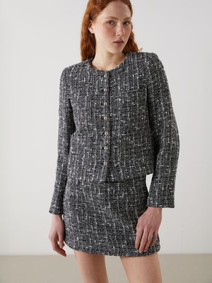 Lc Waikiki Yeni Sezon Bisiklet Yaka Kendinden Desenli Kadın Tüvit Ceket