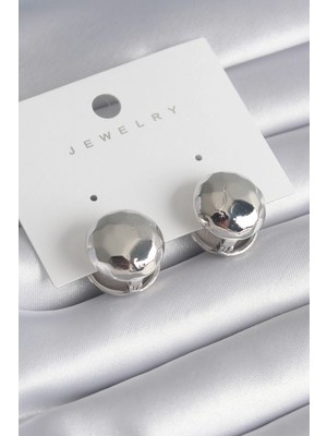 Belle Fusion Bfs Pirinç Gümüş Renk İşleme Detay Top Model Kadın Küpe