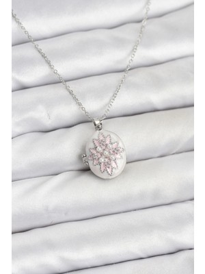 Belle Fusion Bfs 316L Çelik Gümüş Renk Pembe Lotus Model Kadın Küpe