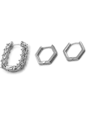 Royaleks 3'lü Halka Küpe - Gümüş