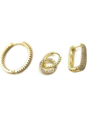 Royaleks 3'lü Halka Küpe - Altın