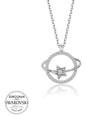 cleovibe Swarovski Taşlı Gümüş Gezegen Bayan Kolye