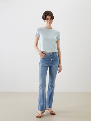 Lc Waikiki Yeni Sezon Crop Flare Kadın Jean Pantolon