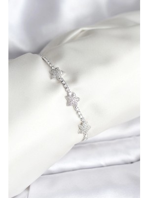 Belle Fusion Bfs Yıldız Model Zirkon Taşlı Gümüş Renk Pirinç Su Yolu Kadın Bileklik