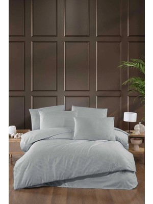 Mira Home Stripe Saten Line Çift Kişilik Nevresim Takımı Gri