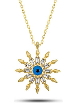 cleovibe Gümüş Gold Koruyucu Göz Güneş Kadın Kolye