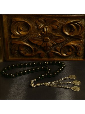 Burhan Sağlam Küre Kesim 11X11 mm Ateş Kehribar Alpaka Püsküllü Tesbih