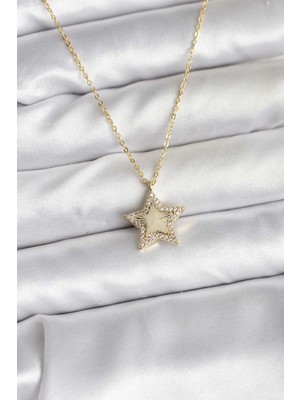 Belle Fusion Bfs Pirinç Gold Renk Zincirli Yıldızlı Model Kadın Kolye