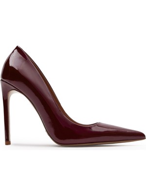 Jabotter %100 Deri Bordo Kadın Stiletto Monaco Rugan 10 cm Stiletto