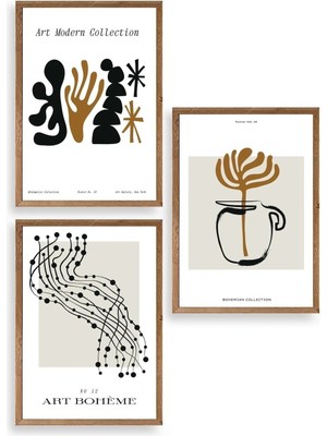 Soi Home Modern Üçlü Ahşap Çerçeveli Tablo