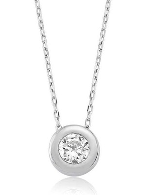 cleovibe Gümüş Tek Taşlı Bayan Kolye