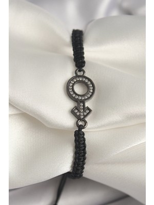 Belle Fusion Bfs Pirinç Füme Renk Zirkon Taşlı Venüs Mars Asansörlü Makrome Model Kadın Bileklik