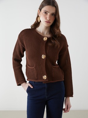 Lc Waikiki Yeni Sezon Bisiklet Yaka Ajurlu Kadın Triko Hırka