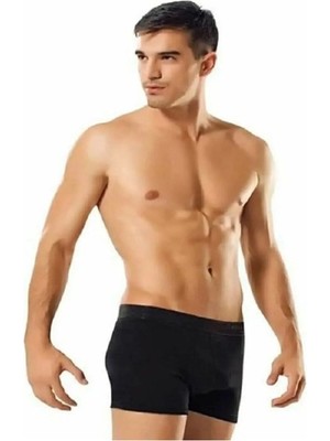 Tutku Erkek Likralı Elastan Boxer Siyah Renk Standart Paça Tipi Desenli 6'lı Paket