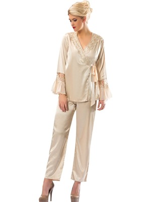 Sistina Gold Rengi Saten Pijama Takımı - 1592