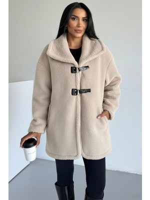 Hiramir Peluş Deri Tokalı Mont KS2505