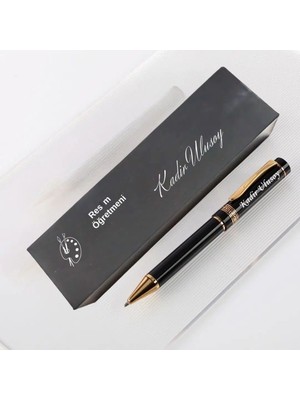 Hediye Vakti Resim Öğretmenine Özel Isim Yazılı Siyah Gold Metal Tükenmez Kalem – Sanat Temalı Kutulu Özel Tasarım