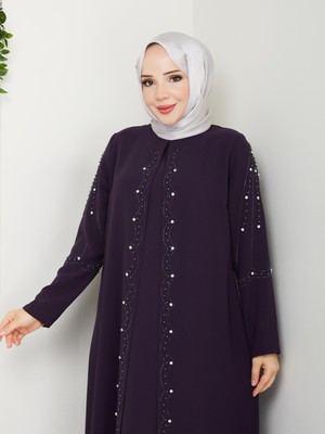 Eslemnur Büyük Beden Tam Boy Pelerinli Anne Elbisesi