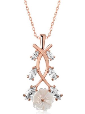 cleovibe Gümüş Rose Bahar Çiçeği Kolye