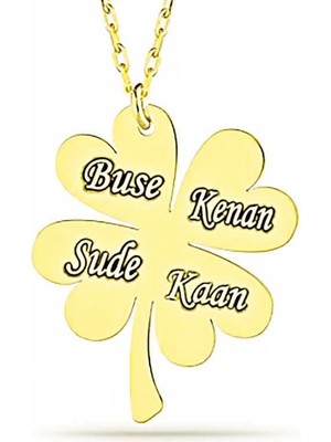 cleovibe Gümüş Gold Dört Yaprak Isimli Yonca Bayan Kolye
