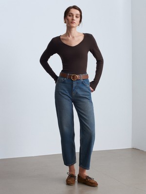 Dilvin 71350 Tint Yıkama Relax Denim Pantolon-Tint