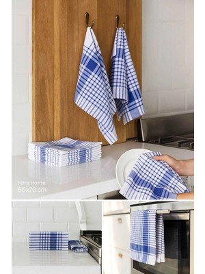 Mira Home 10 Lu Lüks Bulaşık Kurulama Bezi ve Mutfak Peçetesi 50X70 cm Daily Mavi