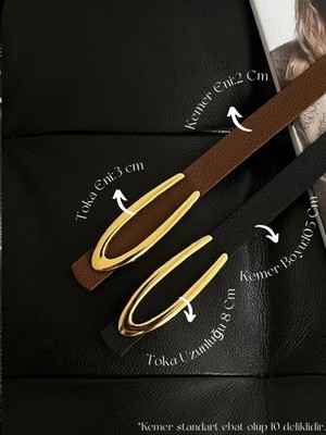 Fiori 2'li Uzun Tokalı Ince Kadın Kemeri, Ceket Kemeri, Gömlek Kemeri, Elbise Kemeri