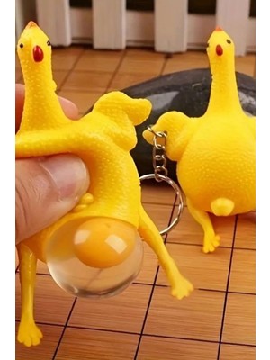 Soi Home Yumurtlayan Eğlenceli Tavuk Anahtarlık Stres Topu Hediyelik Oyuncak Çanta Süsü