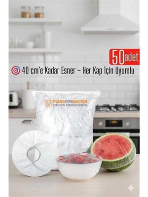 Belle Fusion Bfs 50'li Tabak Bonesi - 40 cm Esnek Streç Kapak Seti, Gıda Bonesi Koruma Için