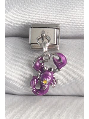 Belle Fusion Bfs 316L Çelik Gümüş Renk Sallantı Mor Yengeç Model Yıldız Detay Nomination Charm