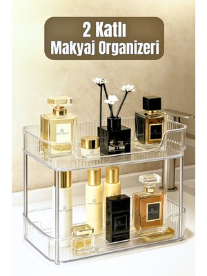 Metsar Home Plastik 2 Katlı Çok Amaçlı Makyaj Organizeri - Takı Düzenleyici, Banyo Rafı, Şampuanlık Makyaj 46 3