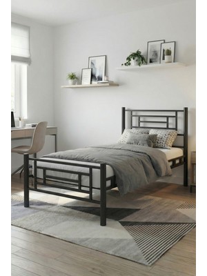 Decofer Agora Tek Kişilik Siyah Metal Karyola