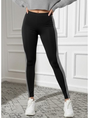 byasafkids Kadın Yüksek Bel Yarı Şerit Pul Payetli Dalgıç Tayt