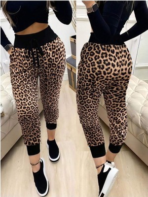 byasafkids Kadın Yüksek Bel Bağcıklı Desenli Iki Iplik Pantolon