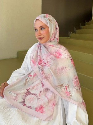 Moda Nuda Mira Ipek Fransız Ipeği Desenli Dökümlü Şal Pembe