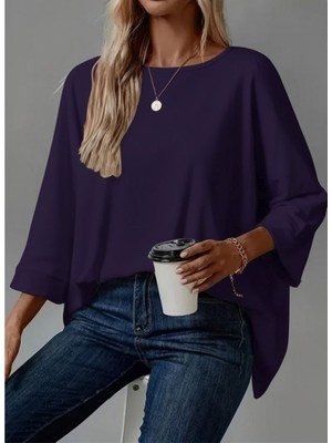 byasafkids Kadın Truvakar Kollu Bisiklet Yaka Viskon Bluz